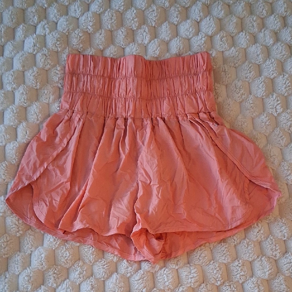 Chic Coral High-Waisted Women's Workout Shorts